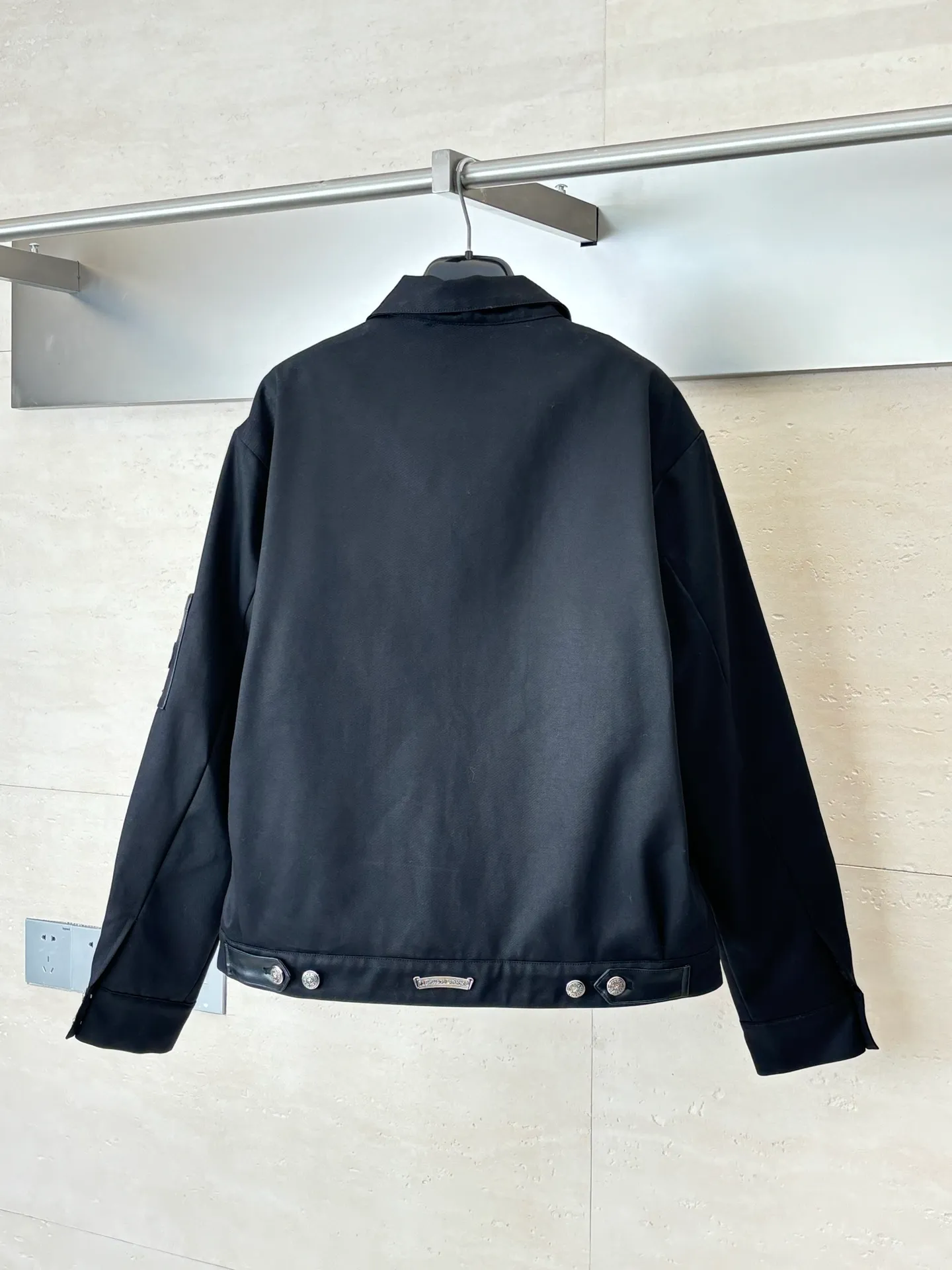 P610 Chrome heart*/Chrome heart new autumn and winter solid color leather quilted jacket Size: S/M/L/XL